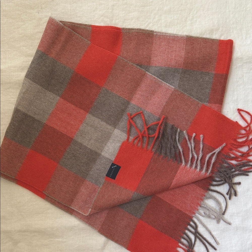 Orange and Brown Alpaca Plaid Scarf